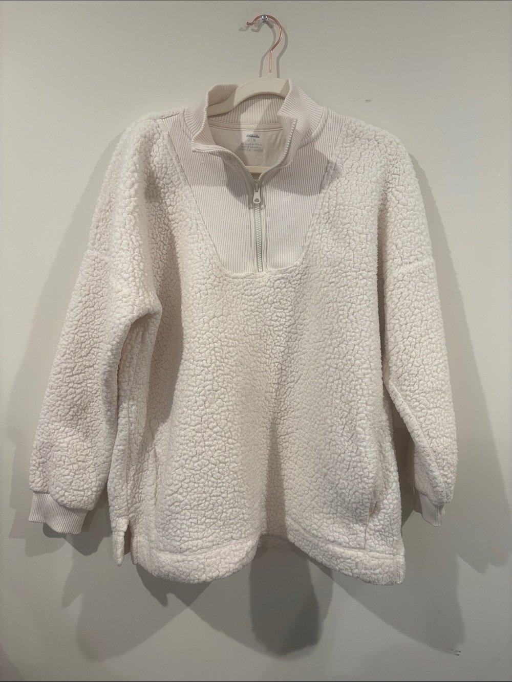 aerie Cream Sherpa Half-Zip Jacket